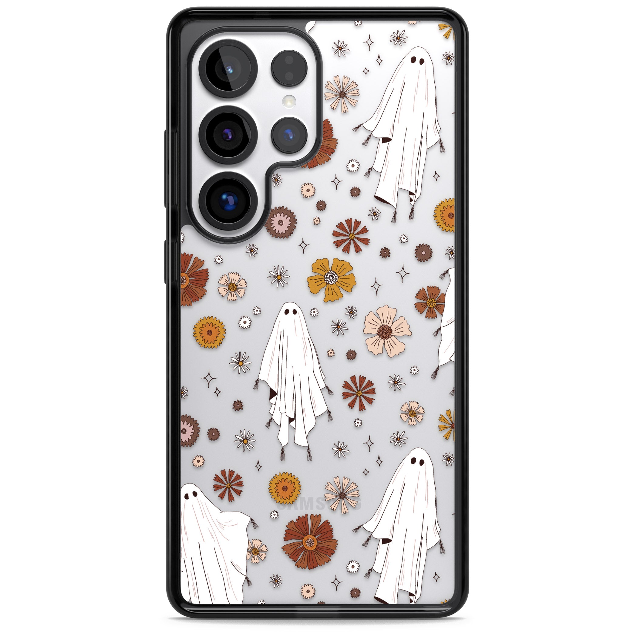 Halloween Ghosts And Flowers