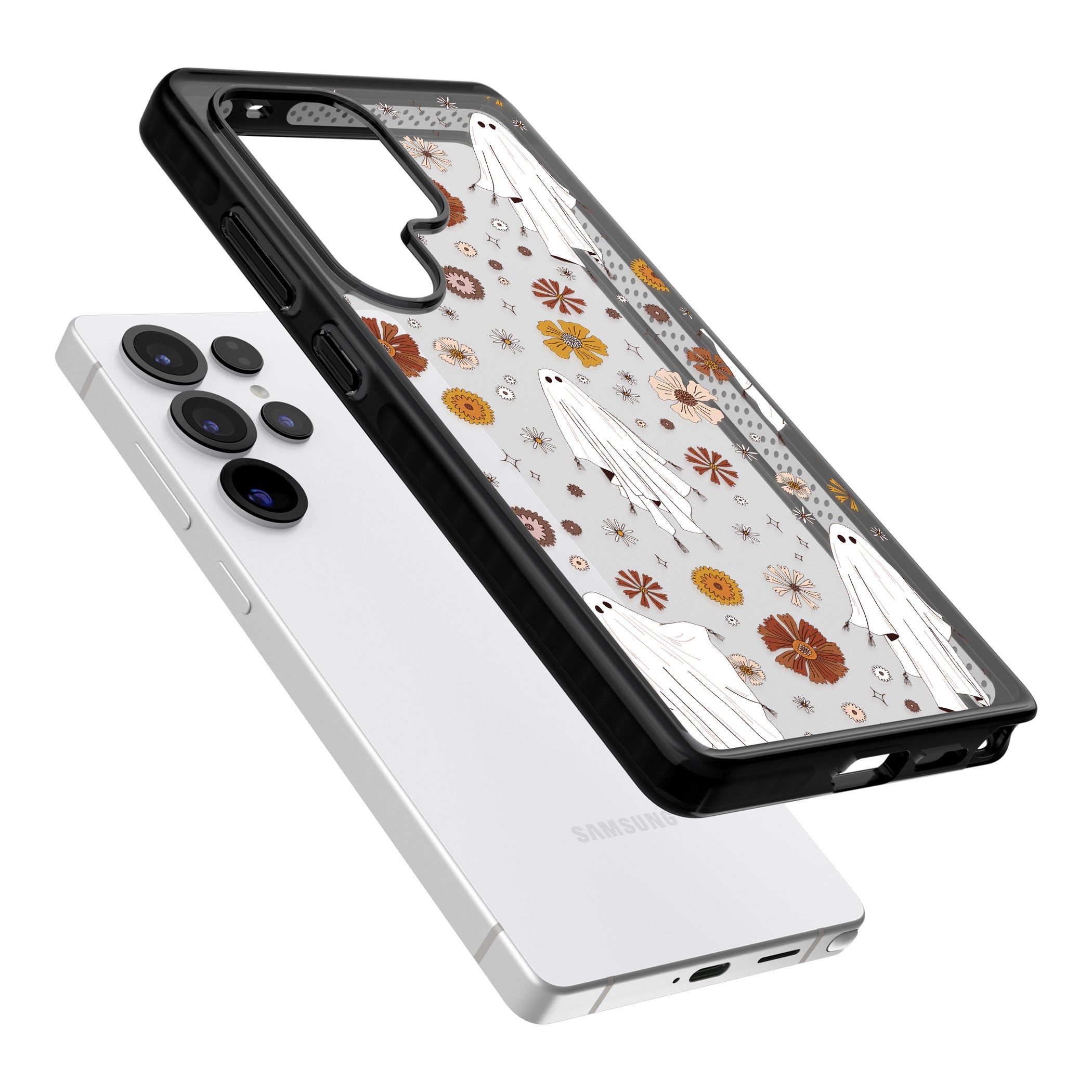 Halloween Ghosts And Flowers