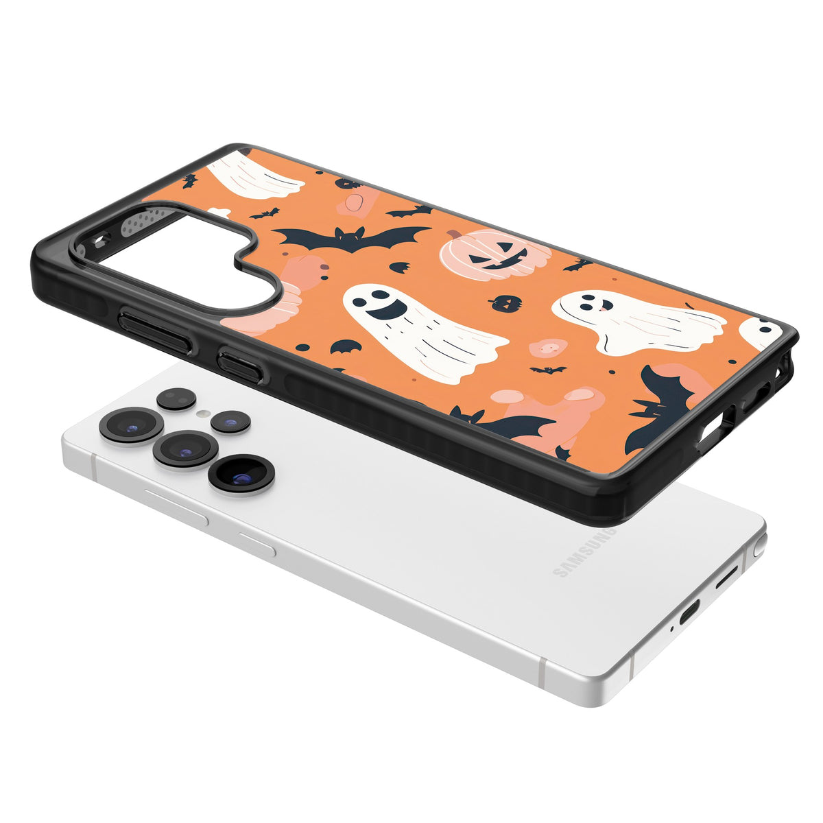 Orange Halloween Pattern Samsung S25 Ultra / Samsung S26 Ultra Impact Black Phone Case angled