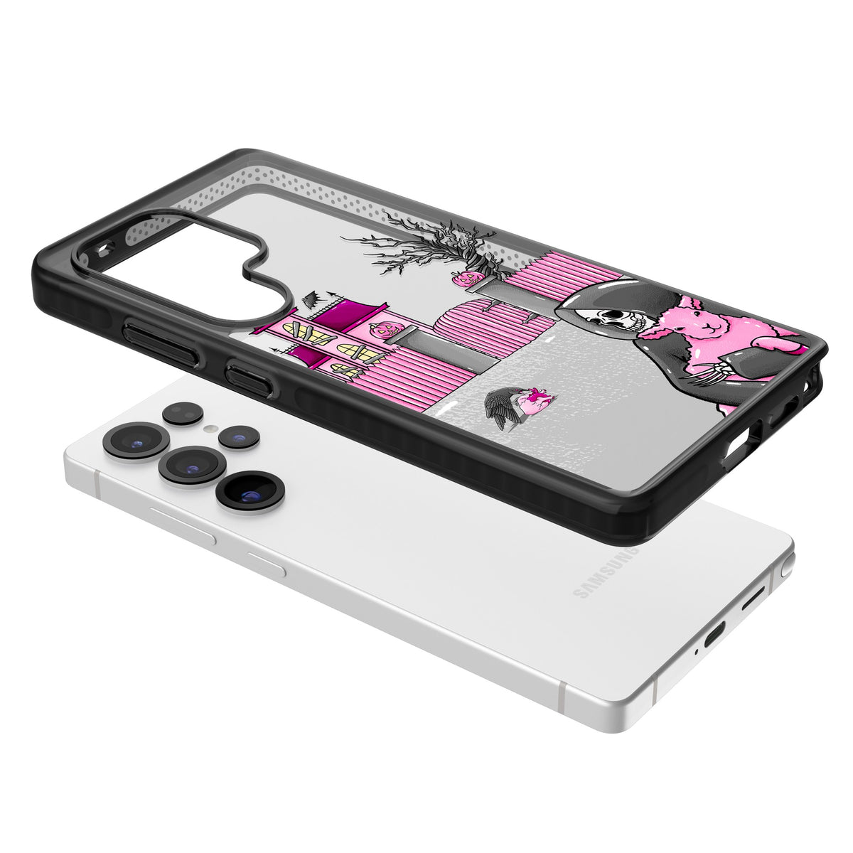Pink Requiem Samsung S25 Ultra / Samsung S26 Ultra Impact Black Phone Case angled
