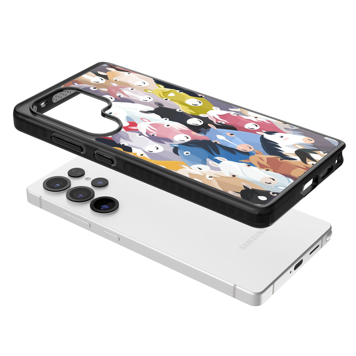 Colourful Horse Pattern Samsung S25 Ultra / Samsung S26 Ultra Impact Black Phone Case angled
