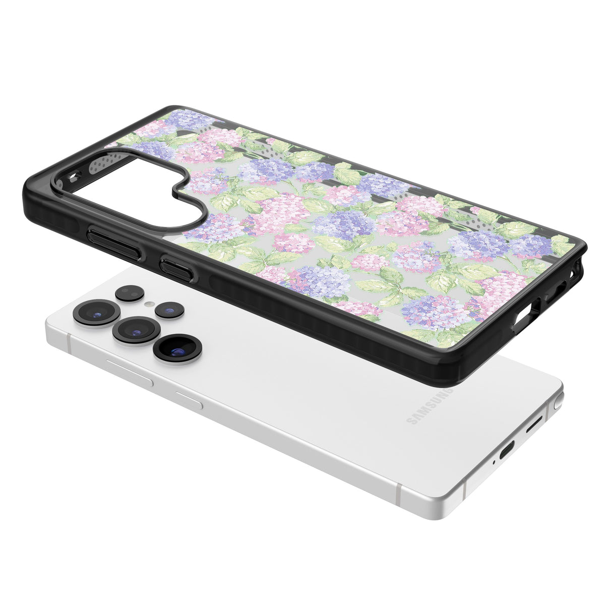Cottage Hydrangea Samsung S25 Ultra / Samsung S26 Ultra Impact Black Phone Case angled