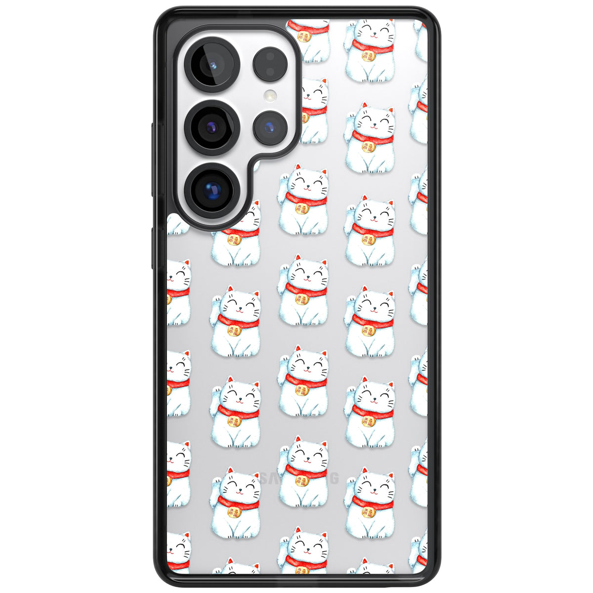 Lucky Cat Pattern Samsung S25 Ultra / Samsung S26 Ultra Impact Black Phone Case front