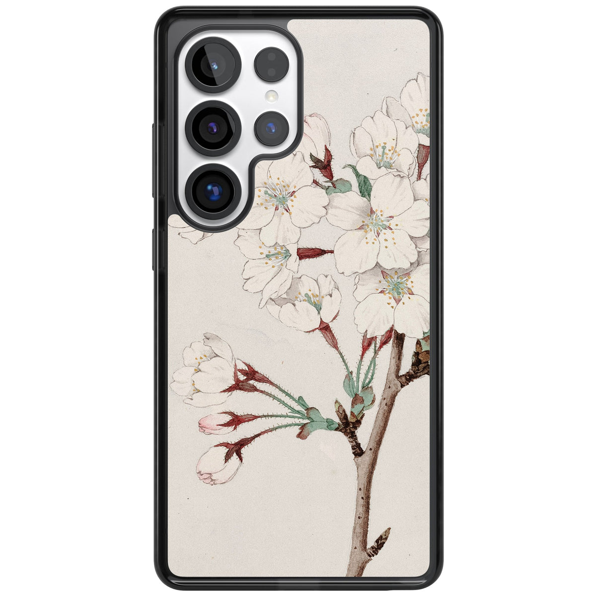 Vintage Japanese White Blossoms Samsung S25 Ultra / Samsung S26 Ultra Impact Black Phone Case front