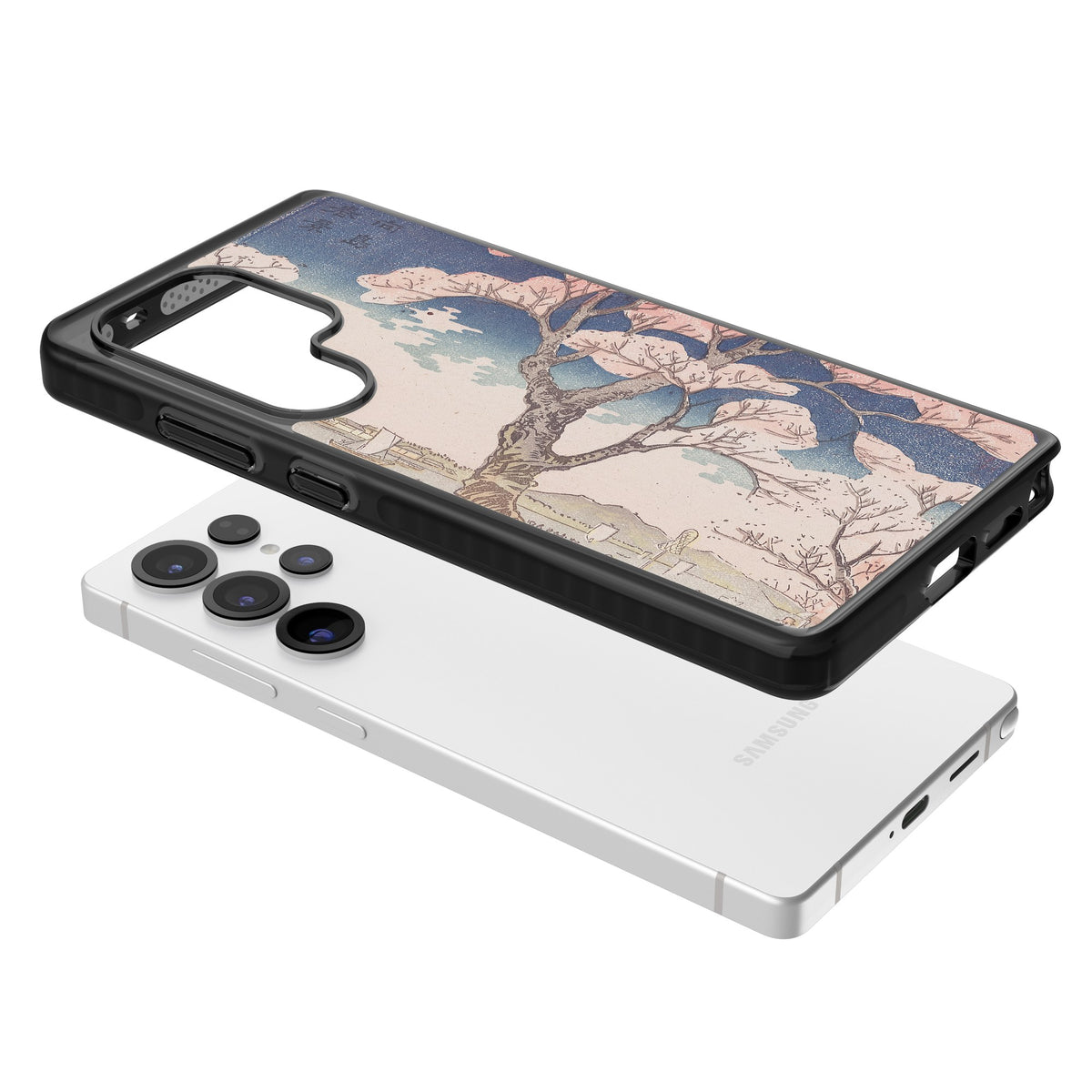 Vintage Japanese Cherry Tree Samsung S25 Ultra / Samsung S26 Ultra Impact Black Phone Case angled