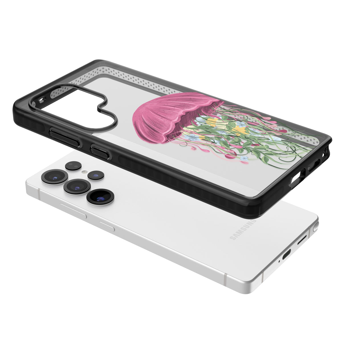 Botanical Jellyfish Samsung S25 Ultra / Samsung S26 Ultra Impact Black Phone Case angled