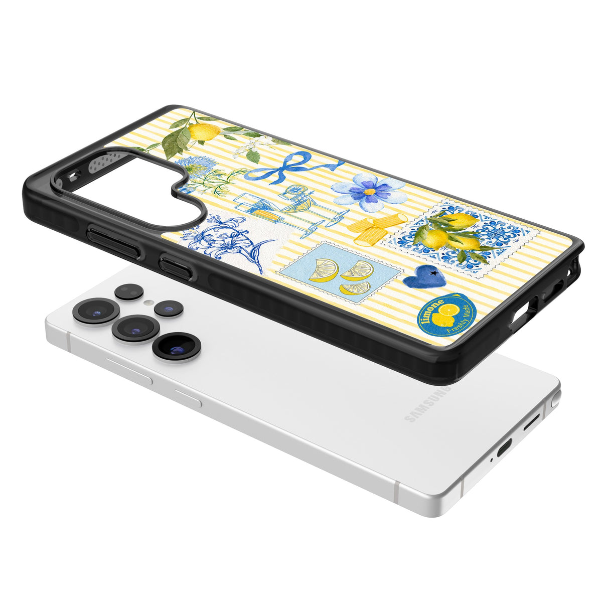Limone Riviera Samsung S25 Ultra / Samsung S26 Ultra Impact Black Phone Case angled