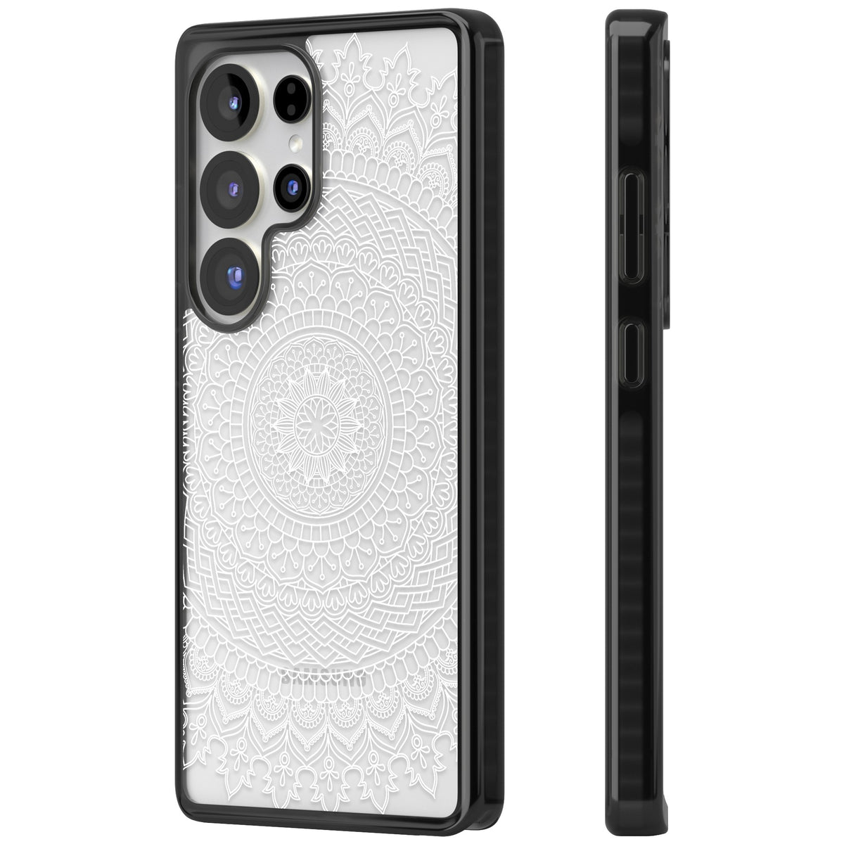 White Mandala Samsung S25 Ultra / Samsung S26 Ultra Impact Black Phone Case side