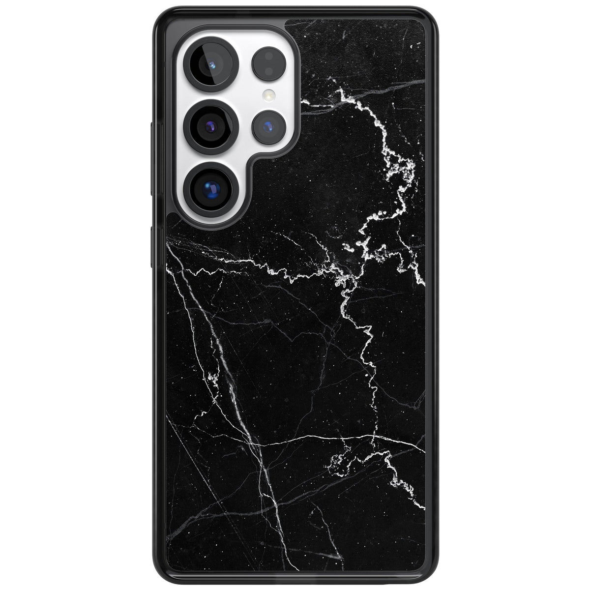 Bold Black Marble With White Texture Samsung S25 Ultra / Samsung S26 Ultra Impact Black Phone Case front