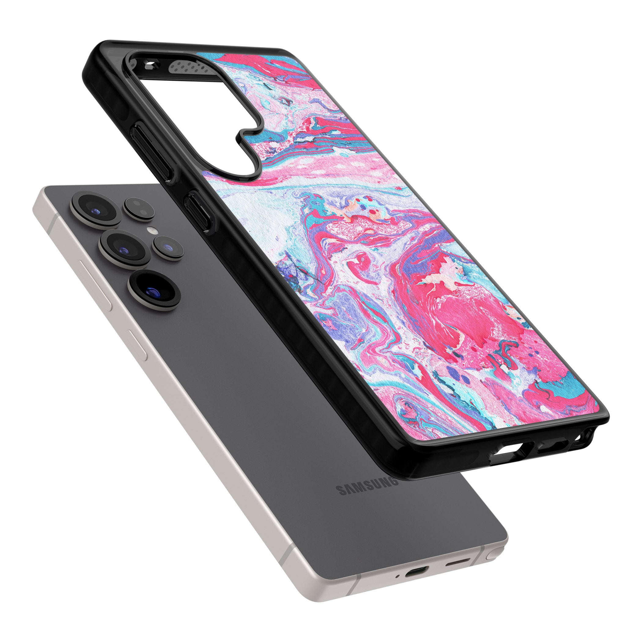 Pink, Blue & Purple Marbled Paper Pattern