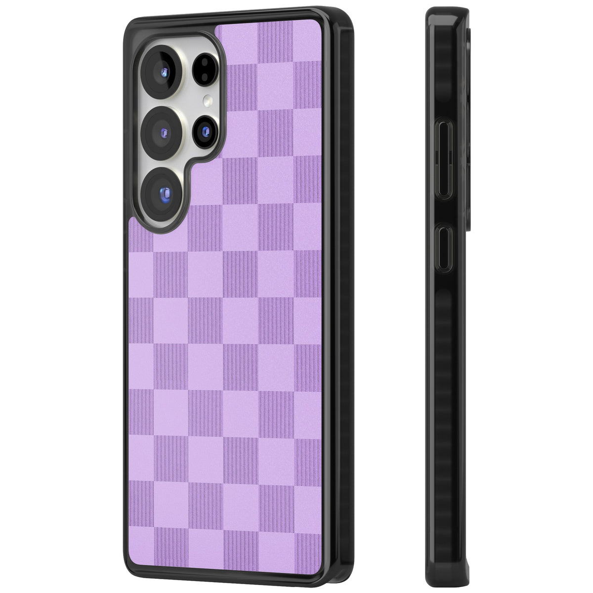 Lilac Checkered Samsung S25 Ultra / Samsung S26 Ultra Impact Black Phone Case side