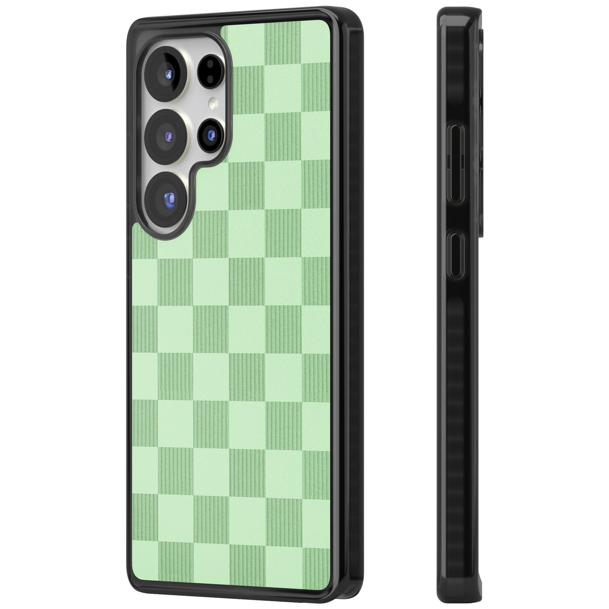 Seafoam Checkered Samsung S25 Ultra / Samsung S26 Ultra Impact Black Phone Case side
