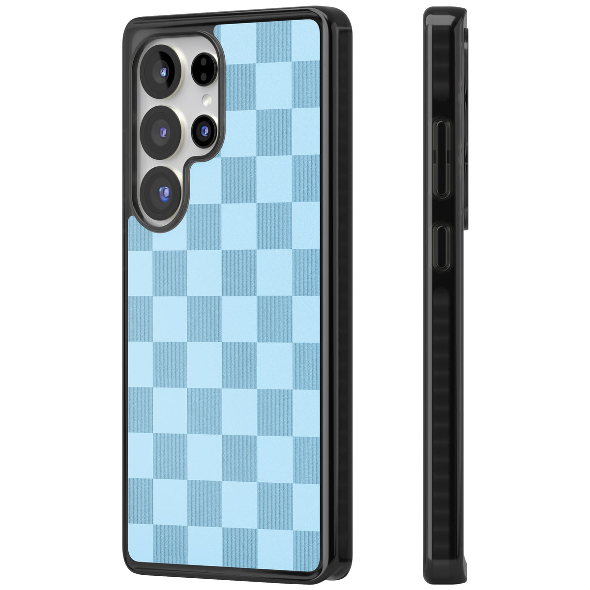 Skyblue Checkered Samsung S25 Ultra / Samsung S26 Ultra Impact Black Phone Case side