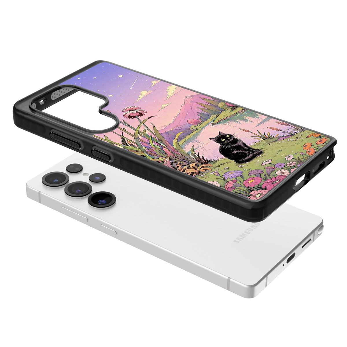 Mystic Whiskers Samsung S25 Ultra / Samsung S26 Ultra Impact Black Phone Case angled