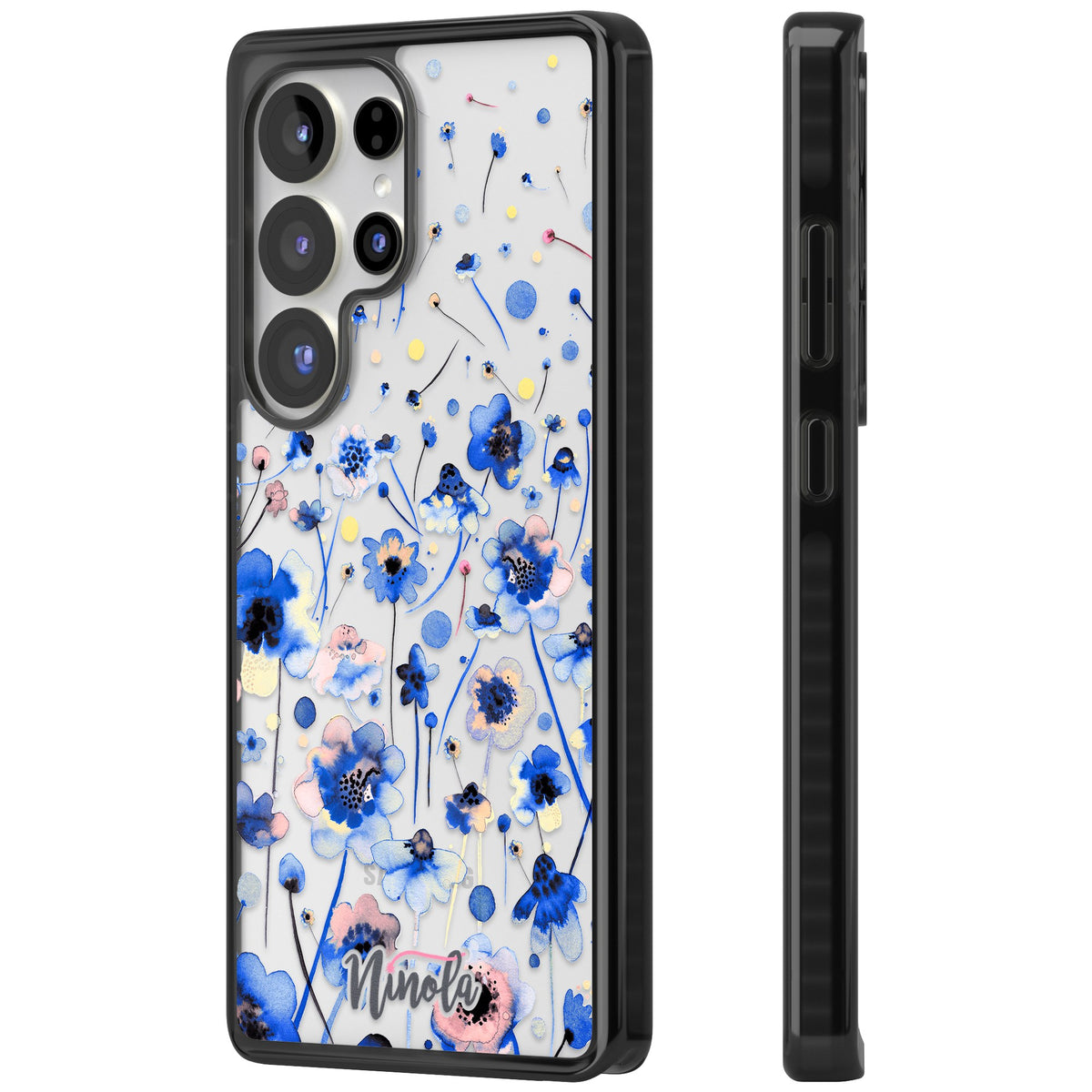 Ink Flowers Blue Samsung S25 Ultra / Samsung S26 Ultra Impact Black Phone Case side