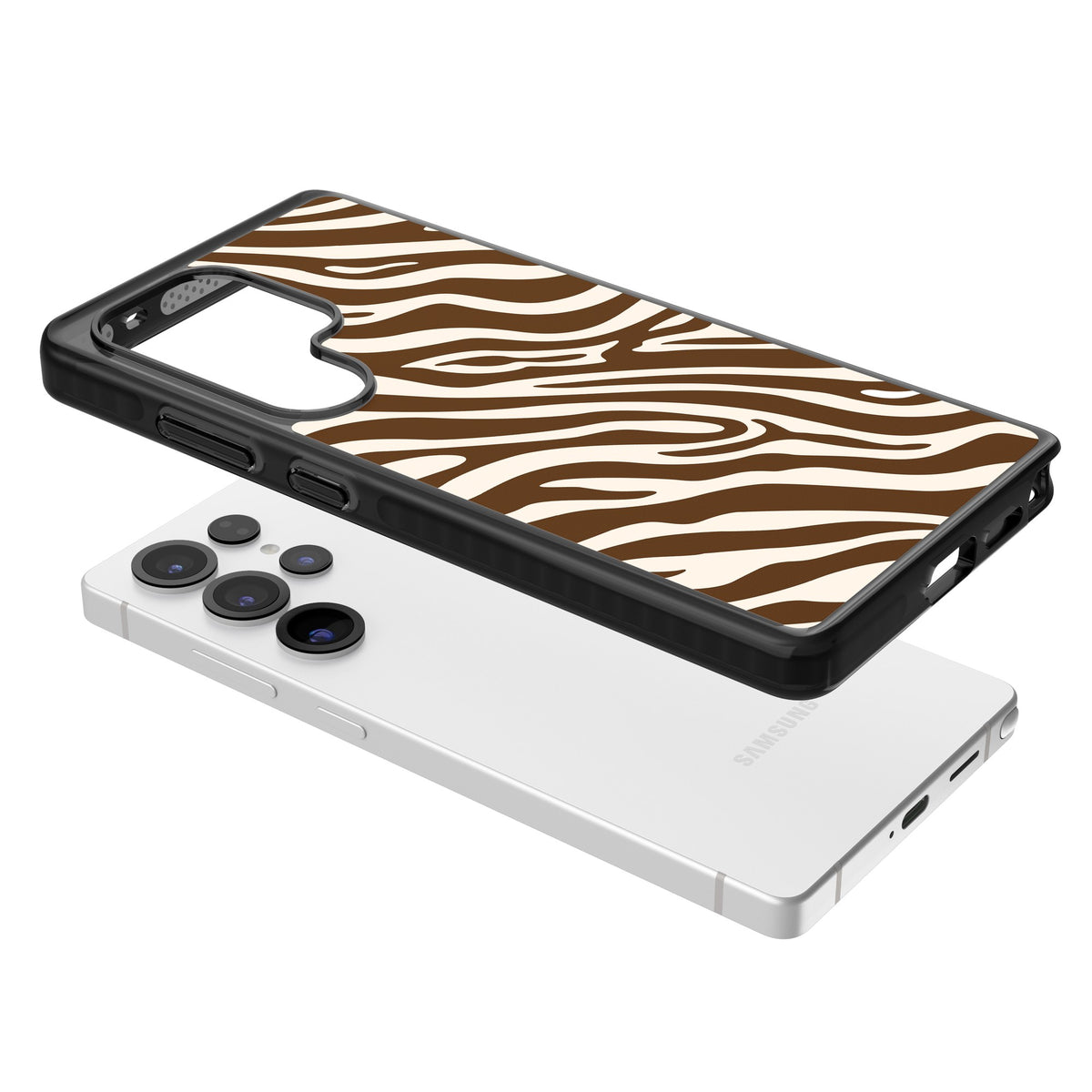Mocha Zebra Samsung S25 Ultra / Samsung S26 Ultra Impact Black Phone Case angled