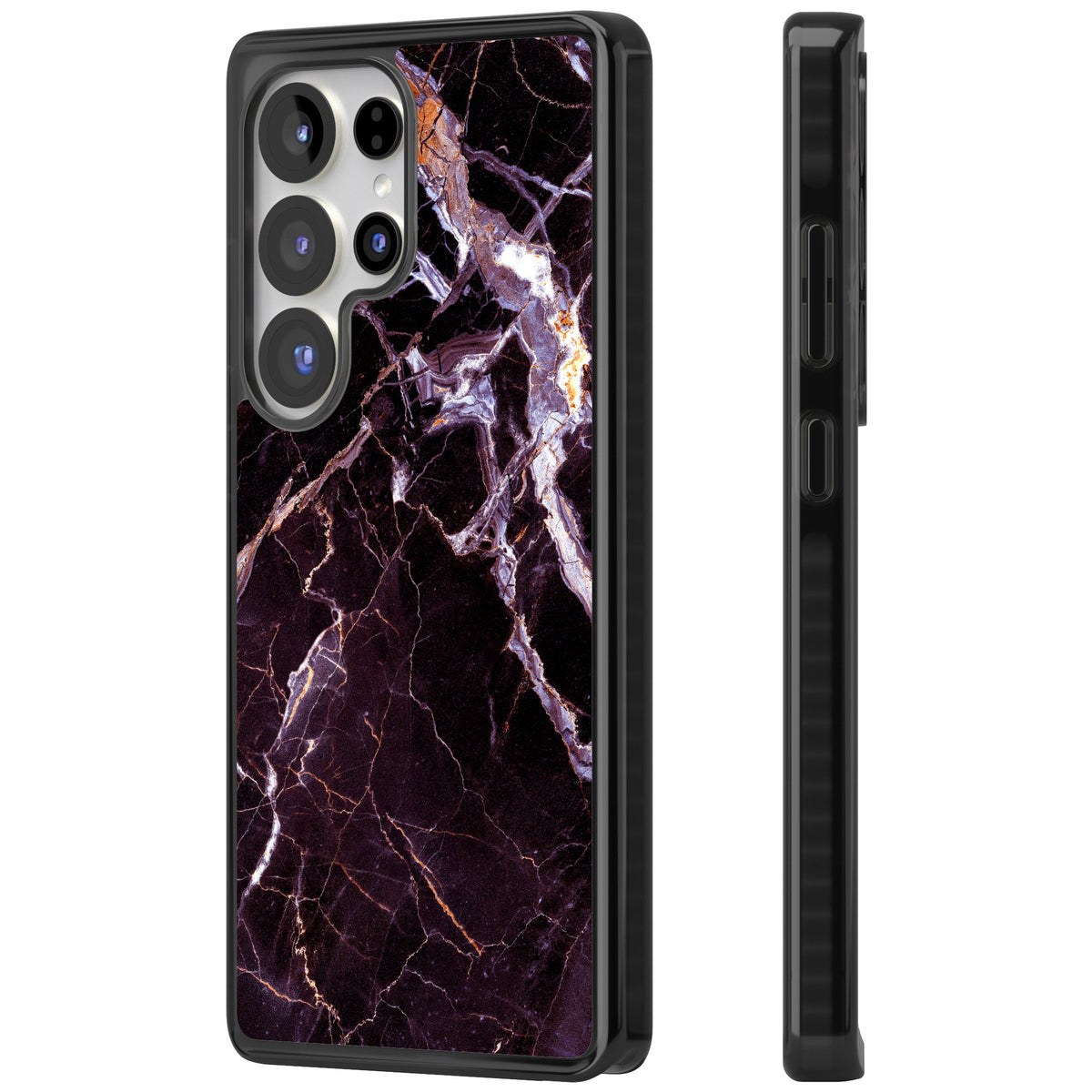 Violet Shatter Marble Samsung S25 Ultra / Samsung S26 Ultra Impact Black Phone Case side