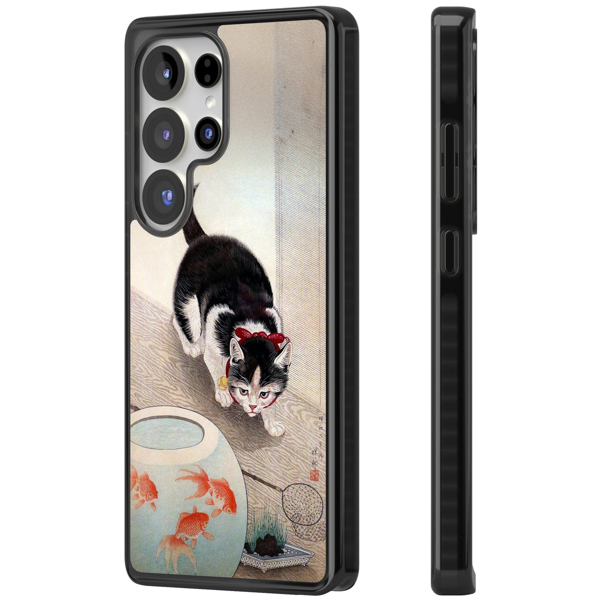 Cat & Goldfish Bowl Samsung S25 Ultra / Samsung S26 Ultra Impact Black Phone Case side