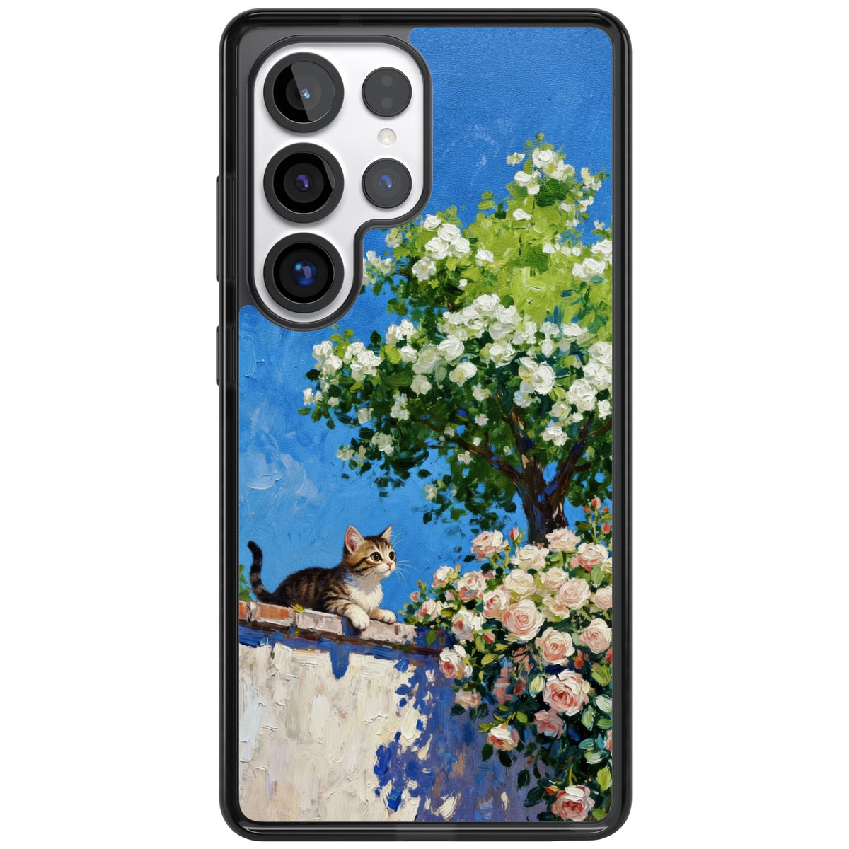 Kitten in Blooming Garden Samsung S25 Ultra / Samsung S26 Ultra Impact Black Phone Case front