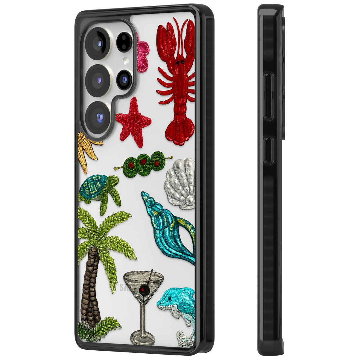 Painted Coastal Pattern Samsung S25 Ultra / Samsung S26 Ultra Impact Black Phone Case side