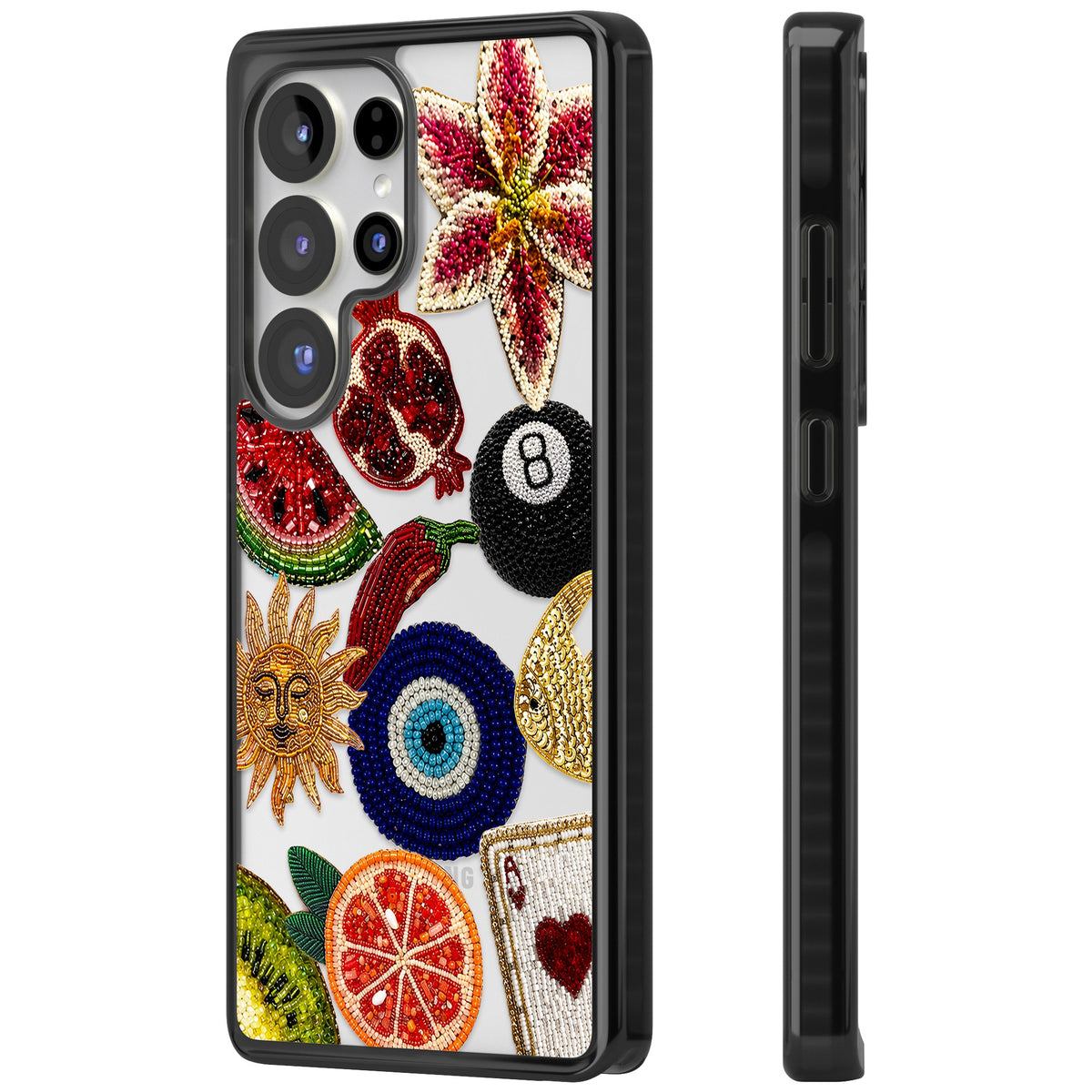 Beaded Charms Samsung S25 Ultra / Samsung S26 Ultra Impact Black Phone Case side