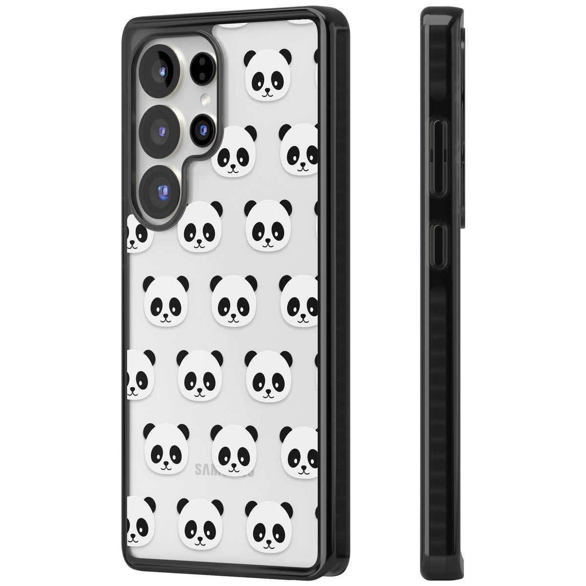 Panda Face Pattern Samsung S25 Ultra / Samsung S26 Ultra Impact Black Phone Case side