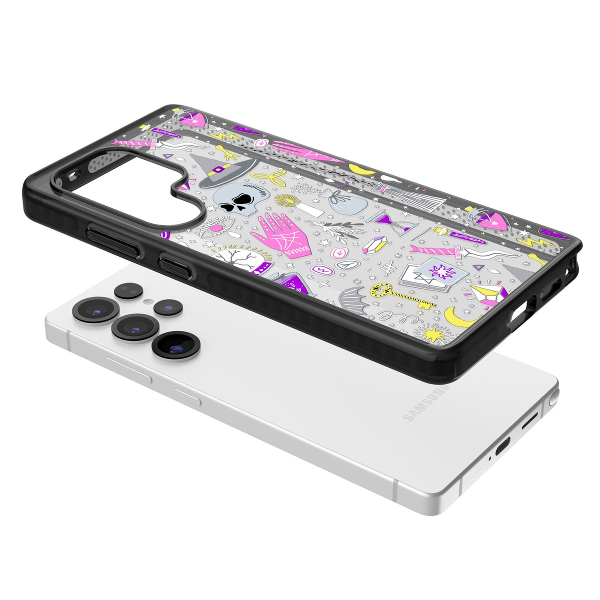 Black Magic Pattern Samsung S25 Ultra / Samsung S26 Ultra Impact Black Phone Case angled