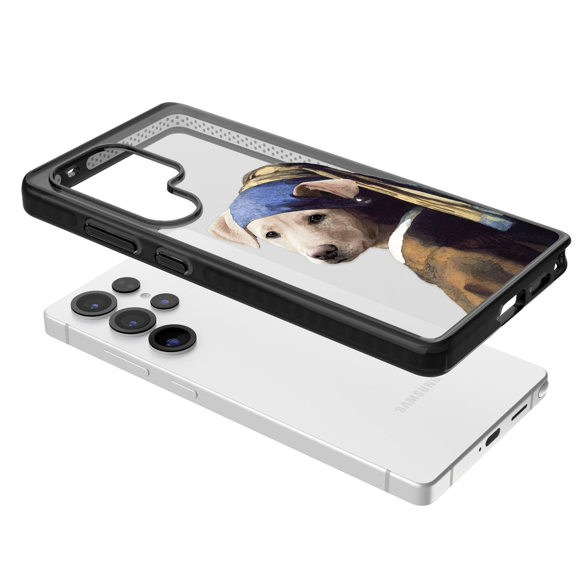 Doggo With A Pearl Earring Samsung S25 Ultra / Samsung S26 Ultra Impact Black Phone Case angled