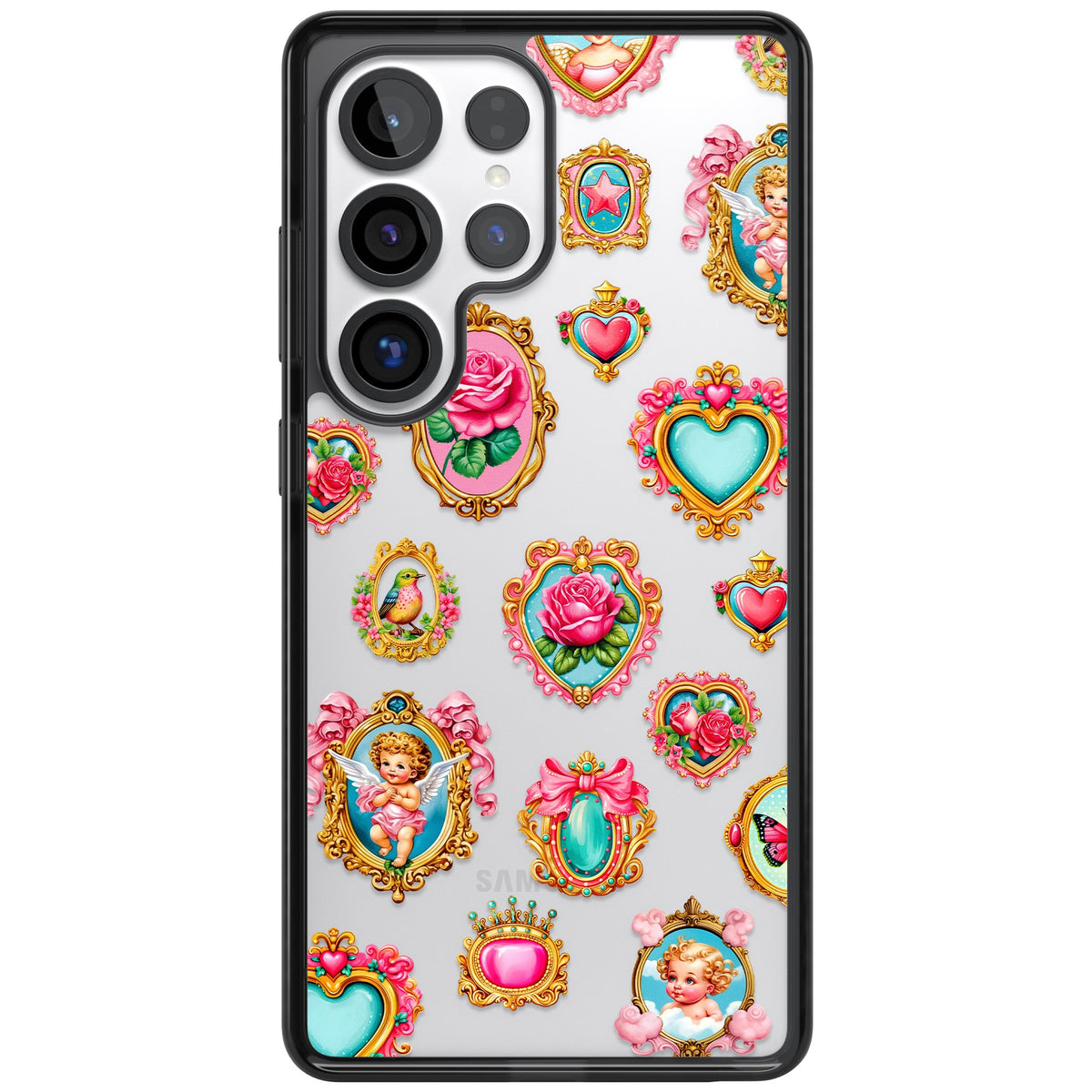 Angelcore Hearts Frames Samsung S25 Ultra / Samsung S26 Ultra Impact Black Phone Case front