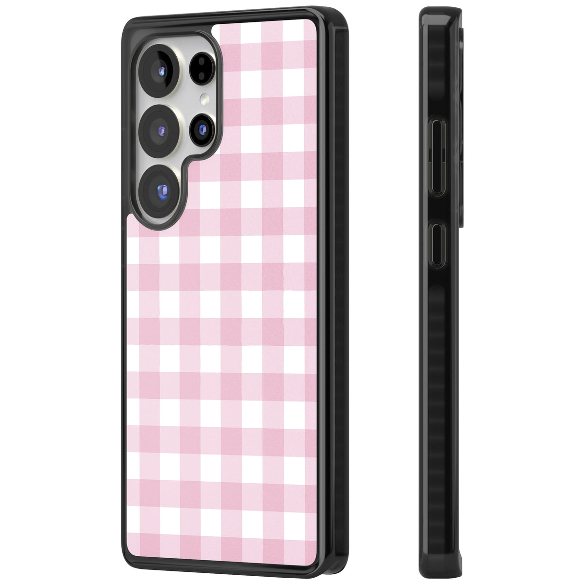 Pink Gingham Samsung S25 Ultra / Samsung S26 Ultra Impact Black Phone Case side