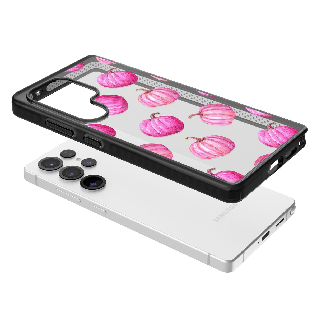 Pink Pumpkins Samsung S25 Ultra / Samsung S26 Ultra Impact Black Phone Case angled