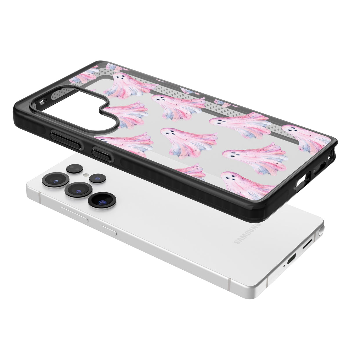 Pink Ghosts Samsung S25 Ultra / Samsung S26 Ultra Impact Black Phone Case angled