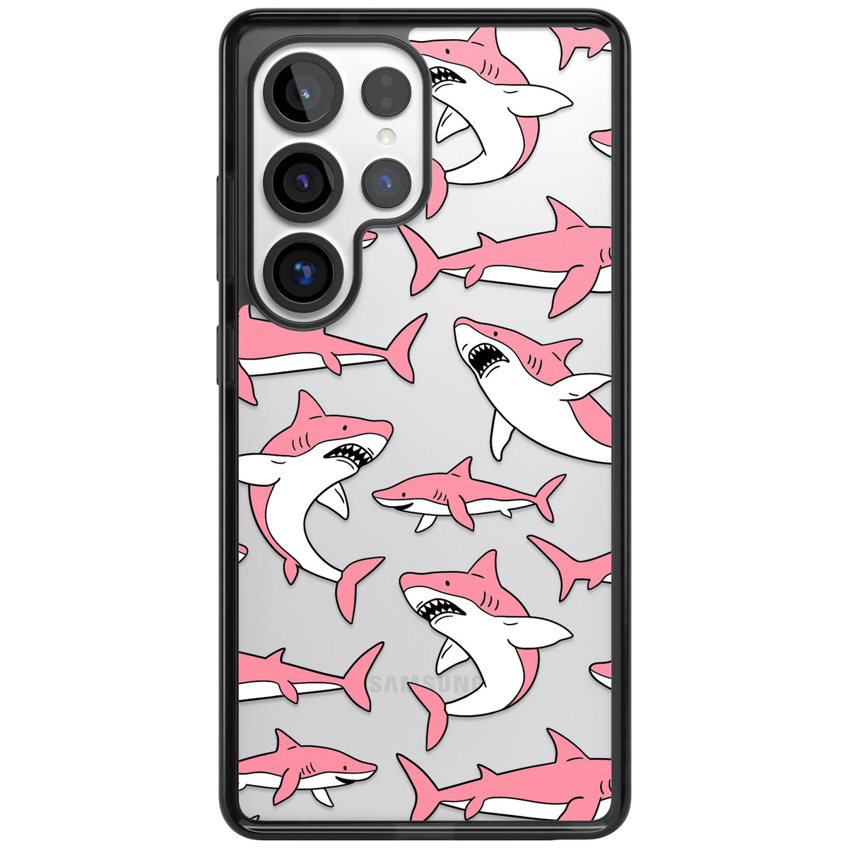Bubblegum Sharks Samsung S25 Ultra / Samsung S26 Ultra Impact Black Phone Case front