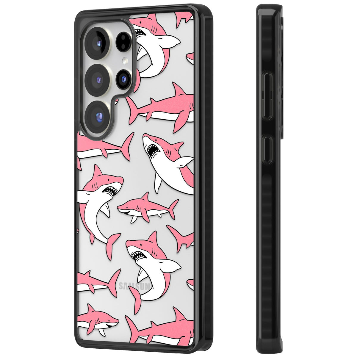 Bubblegum Sharks Samsung S25 Ultra / Samsung S26 Ultra Impact Black Phone Case side