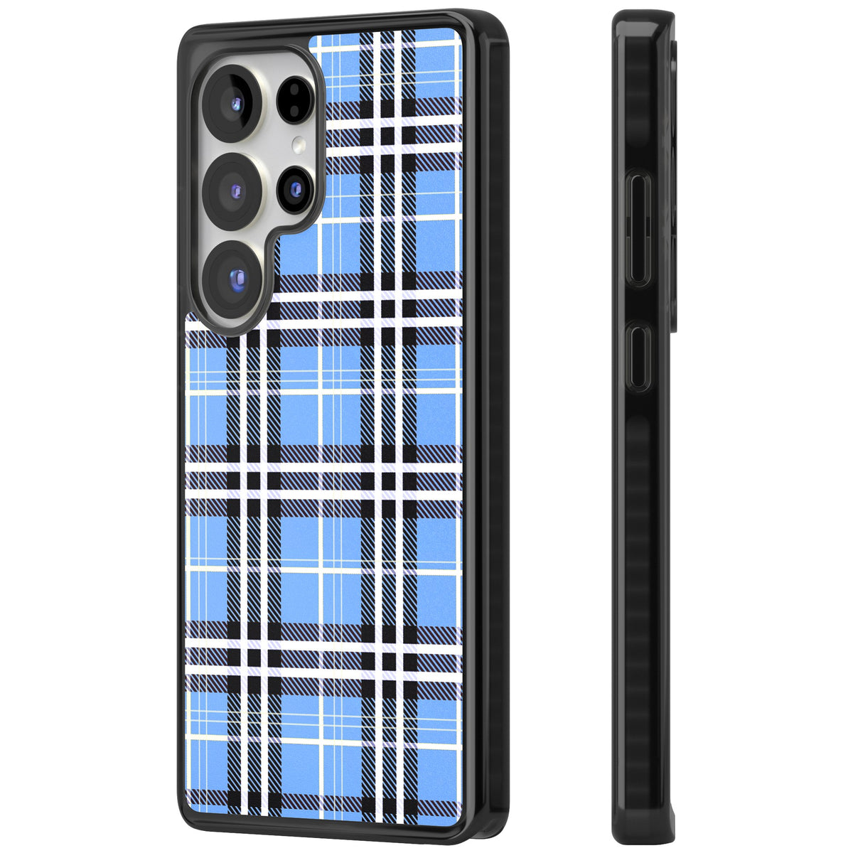Blue Plaid Samsung S25 Ultra / Samsung S26 Ultra Impact Black Phone Case side