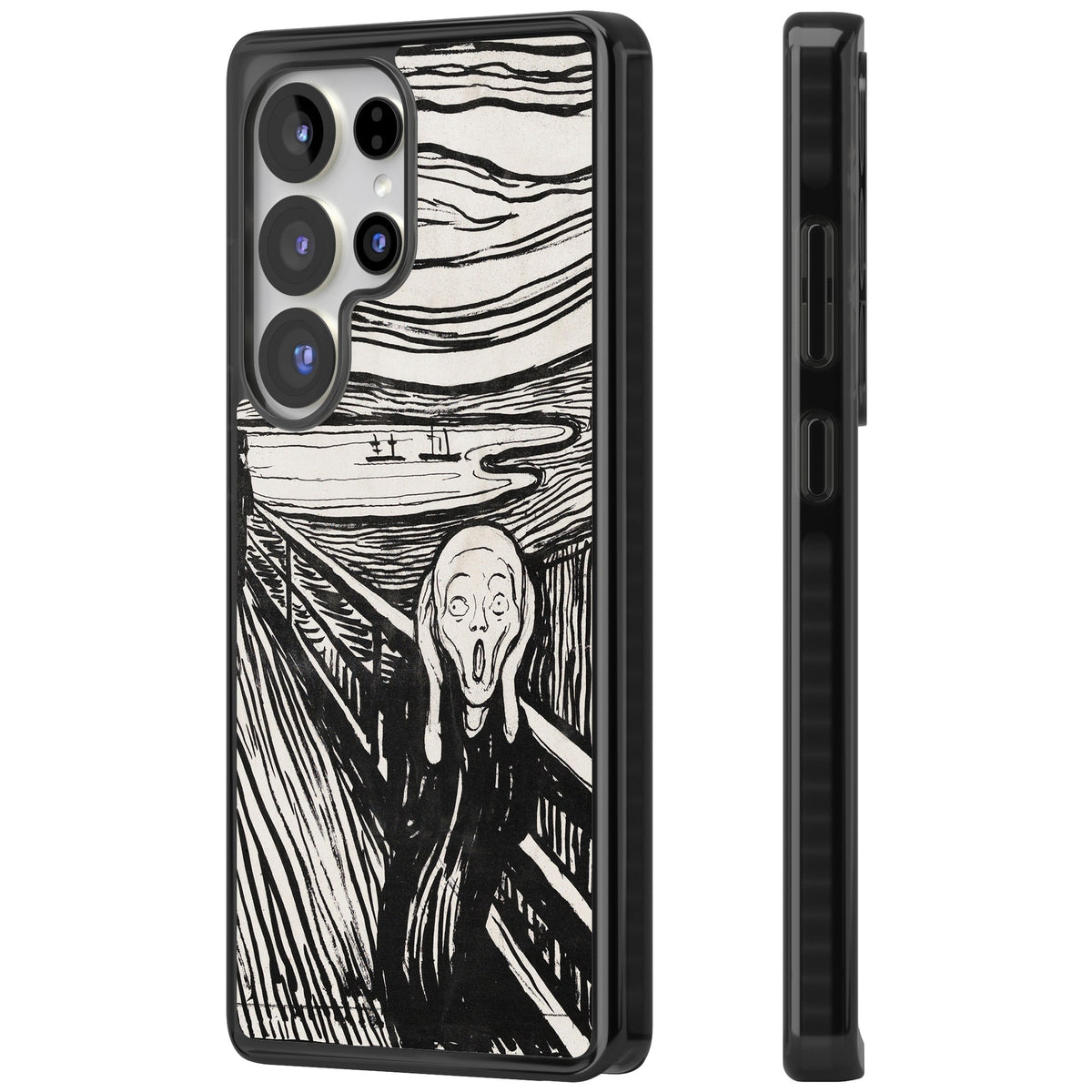 The Scream (Black & White) Samsung S25 Ultra / Samsung S26 Ultra Impact Black Phone Case side