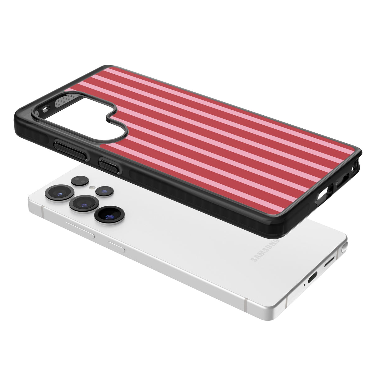 Raspberry Stripe Samsung S25 Ultra / Samsung S26 Ultra Impact Black Phone Case angled