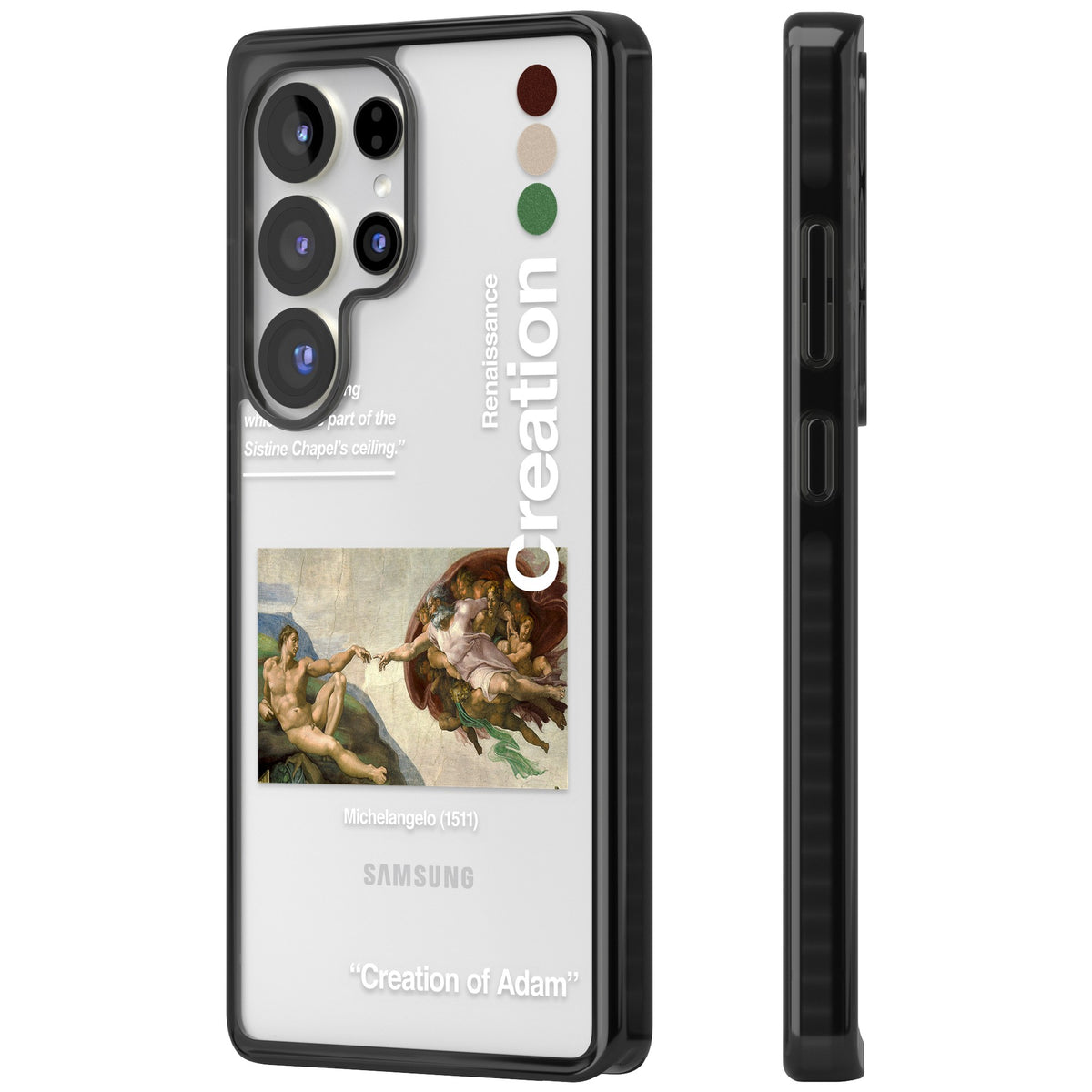Creation Of Adam Michelangelo Samsung S25 Ultra / Samsung S26 Ultra Impact Black Phone Case side
