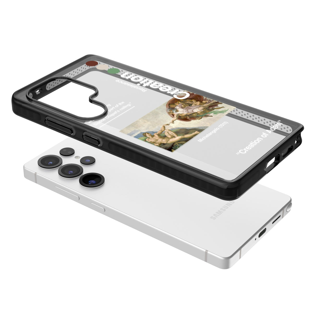 Creation Of Adam Michelangelo Samsung S25 Ultra / Samsung S26 Ultra Impact Black Phone Case angled