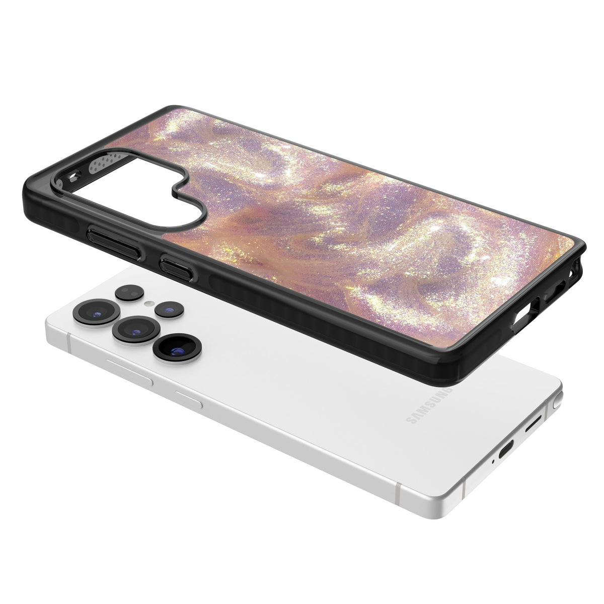 Shimmer Samsung S25 Ultra / Samsung S26 Ultra Impact Black Phone Case angled