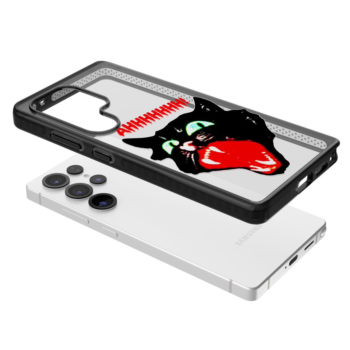 AHH! Cat Samsung S25 Ultra / Samsung S26 Ultra Impact Black Phone Case angled