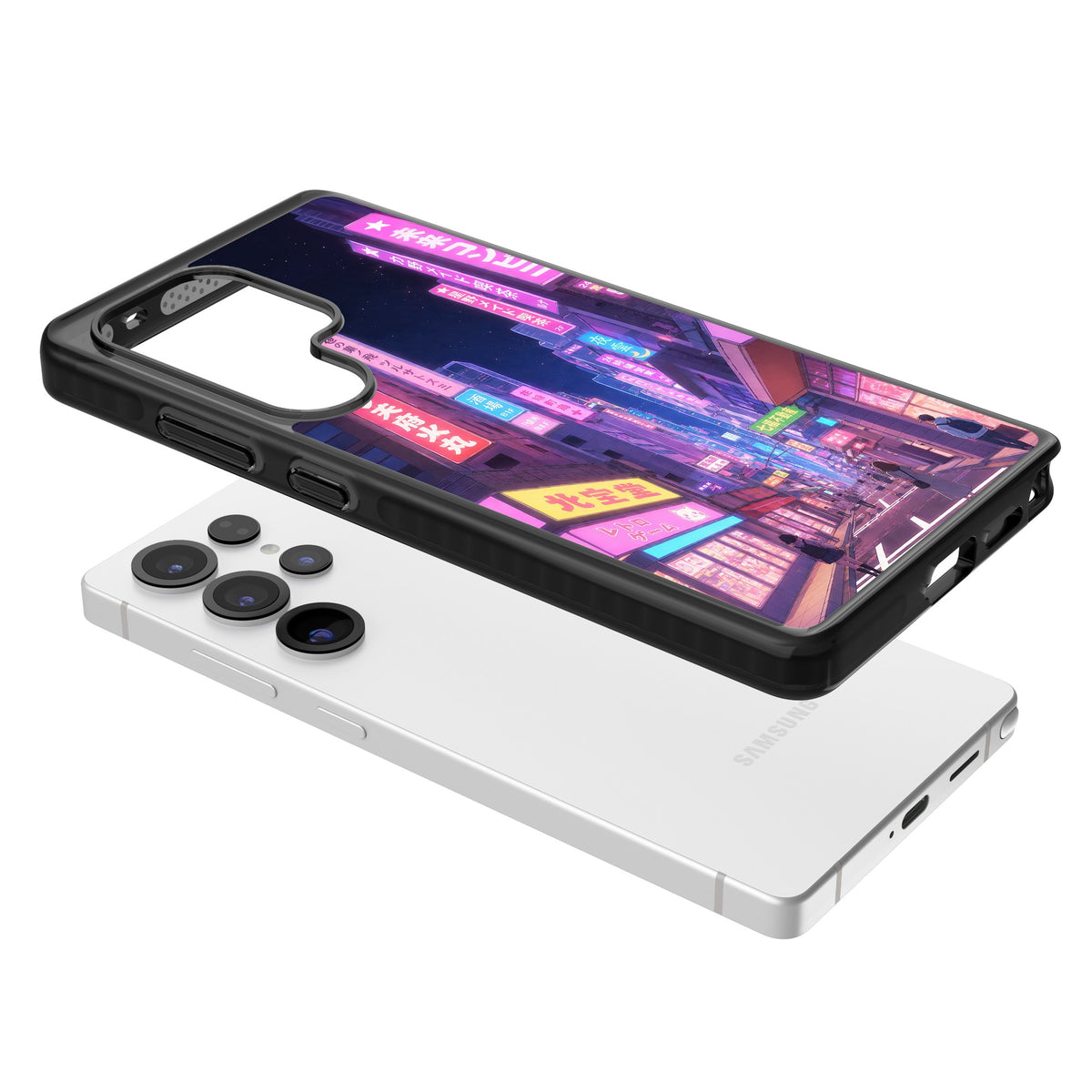 Shibuya At Night Samsung S25 Ultra / Samsung S26 Ultra Impact Black Phone Case angled