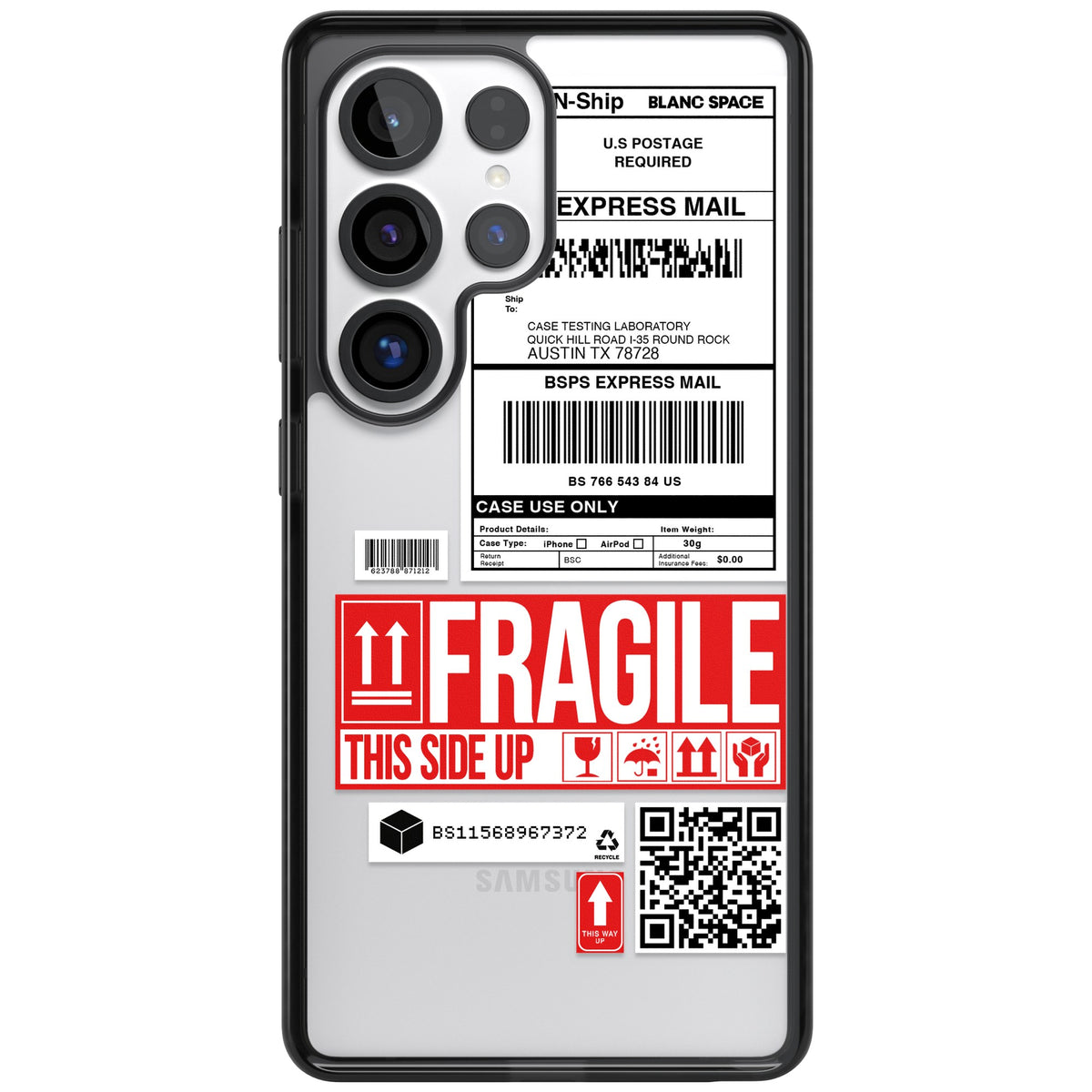 Shipping Label Samsung S25 Ultra / Samsung S26 Ultra Impact Black Phone Case front