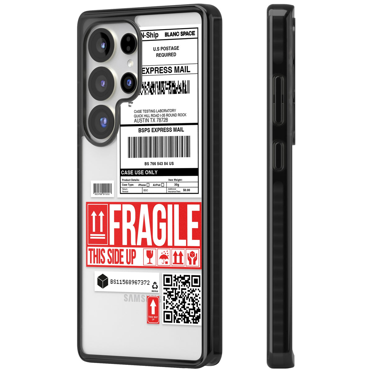 Shipping Label Samsung S25 Ultra / Samsung S26 Ultra Impact Black Phone Case side