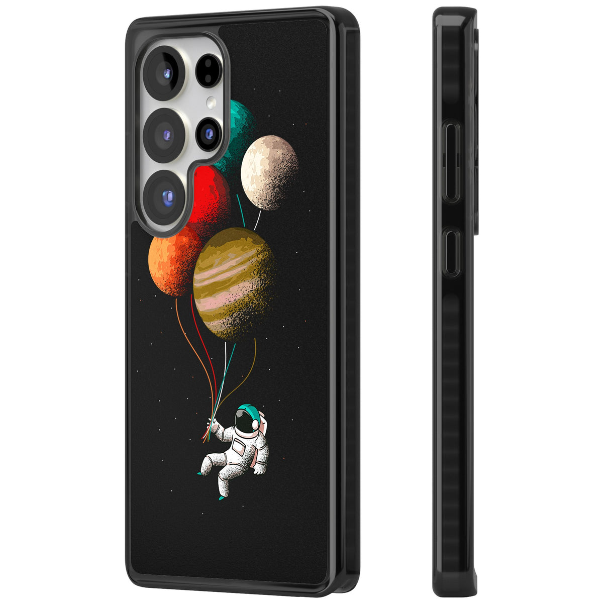 Astronaut Balloon Planets Samsung S25 Ultra / Samsung S26 Ultra Impact Black Phone Case side