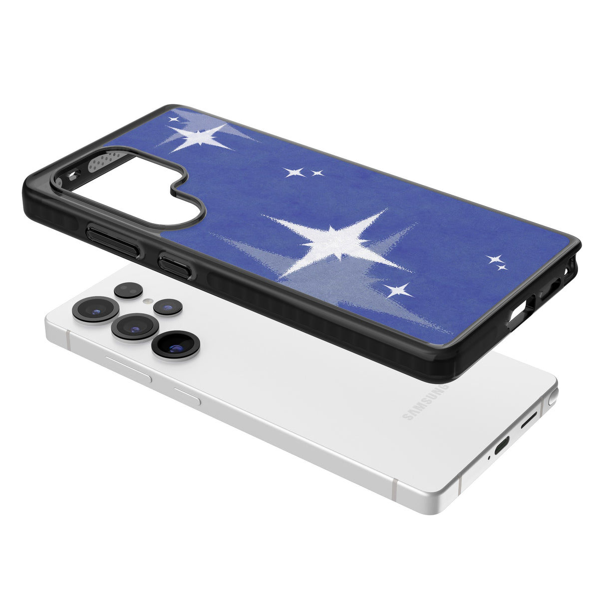 Blue Sparkle Samsung S25 Ultra / Samsung S26 Ultra Impact Black Phone Case angled