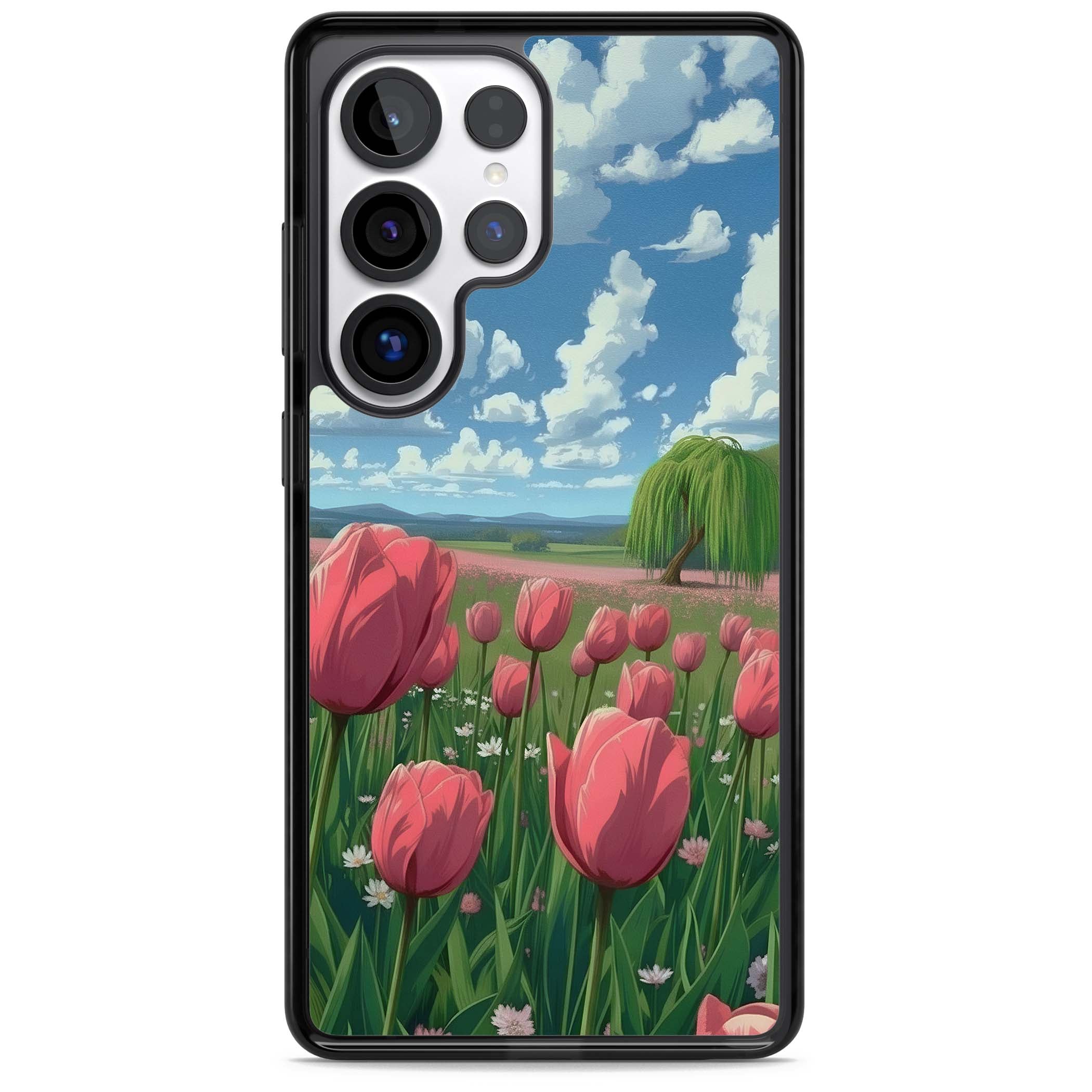 Willow By The Pink Tulips floral iPhone case | Black Impact case for Samsung Galaxy S25 Ultra