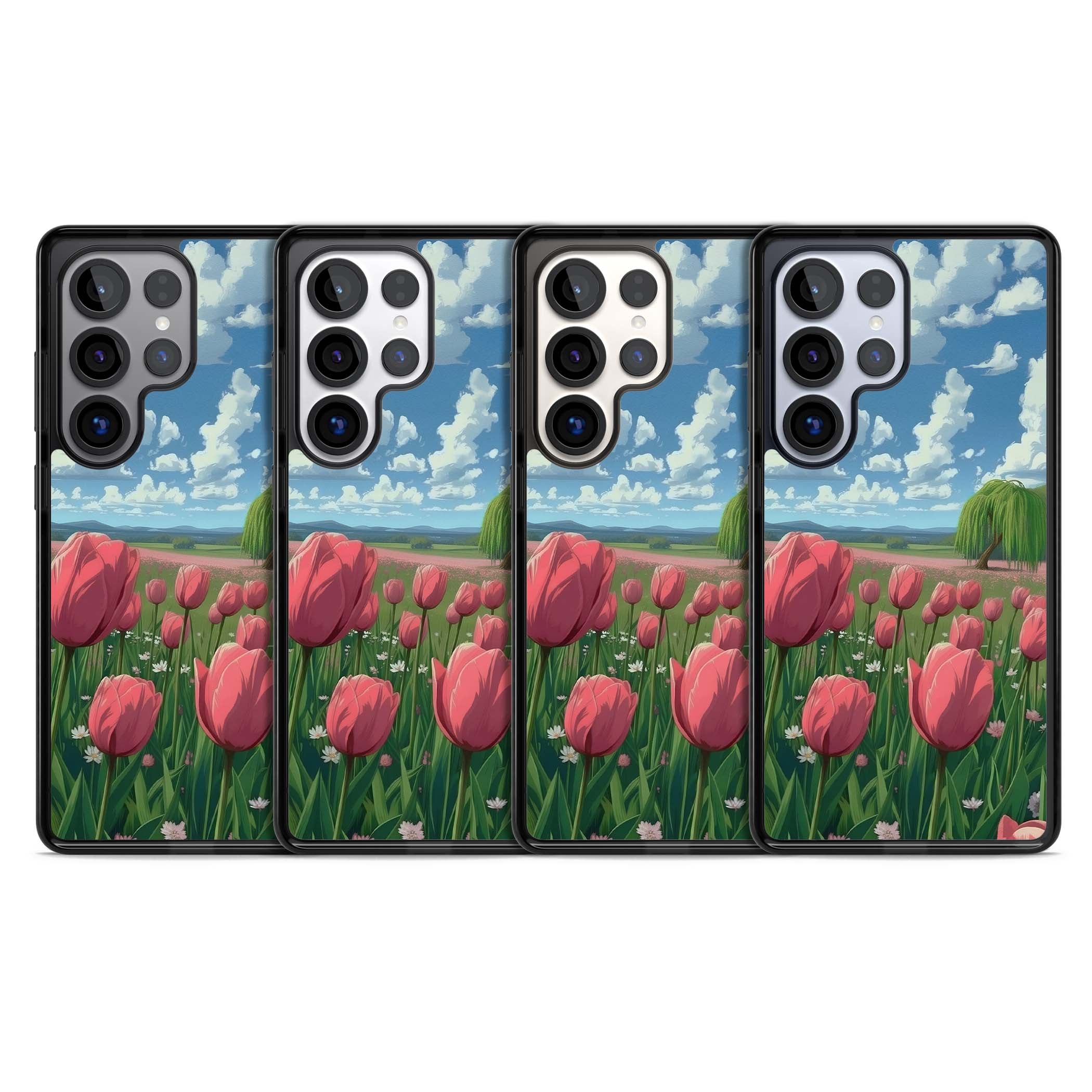Willow By The Pink Tulips floral iPhone case | Black Impact case for Samsung Galaxy S25 Ultra
