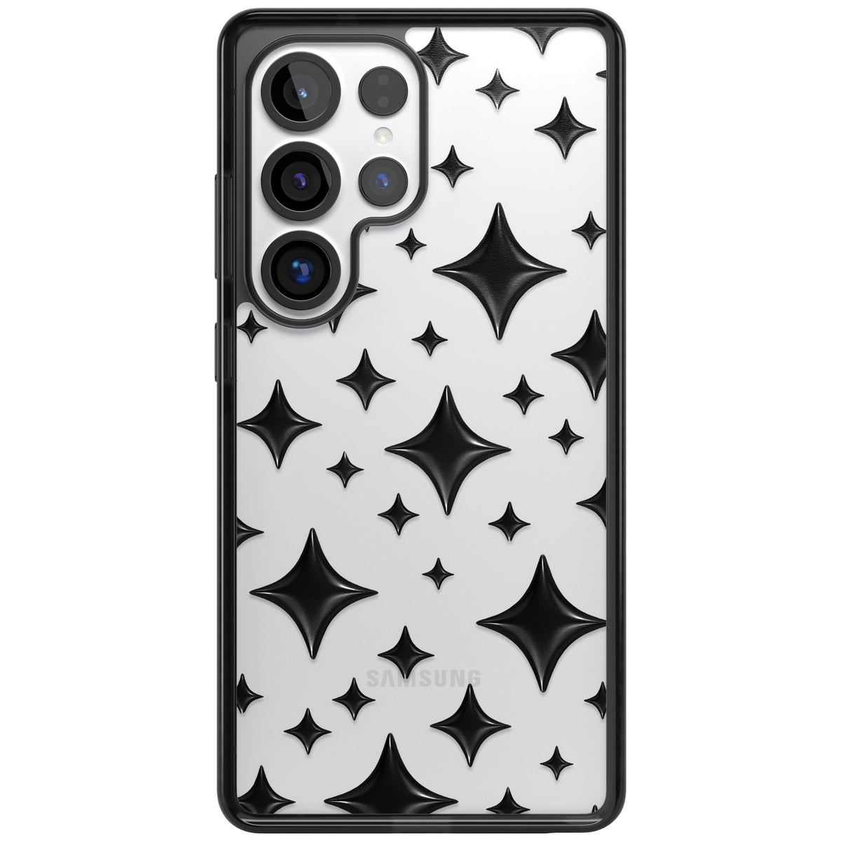 Black Puff Sparkle Pattern Samsung S25 Ultra / Samsung S26 Ultra Impact Black Phone Case front