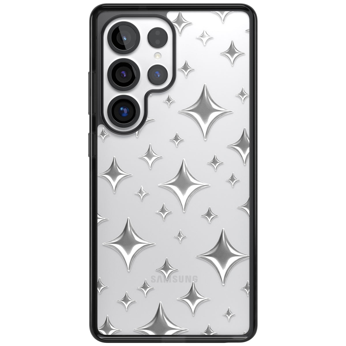 Chrome Puff Sparkle Pattern Samsung S25 Ultra / Samsung S26 Ultra Impact Black Phone Case front